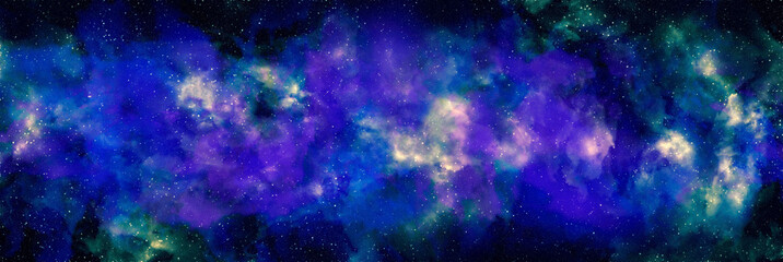Space background with stardust and shining stars. Realistic cosmos and color nebula. Colorful galaxy. 3d illustration