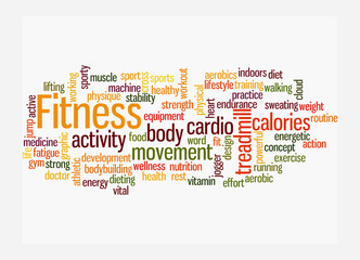 Word Cloud with FITNESS concept, isolated on a white background