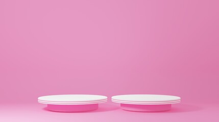 Product Stand in pink room ,Studio Scene For Product ,minimal design,3D rendering	
