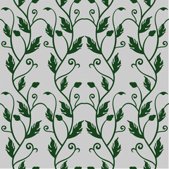 green leaves and light yellow background seamless pattern for textile or wallpaper