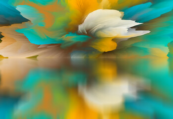 Fototapeta na wymiar Landscape of surreal lake. Magical Abstract world. 3d illustration
