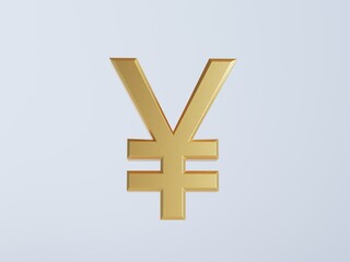Currency golden signs.Yen 3D render