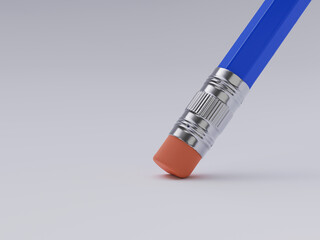 3D Rendering Pencil erasing mistake on white background