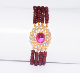 Polki Bracelet Gold Diamond Semi Precious Stone Bangles For Women