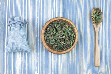 Dry grass Flax (lat. Linaria). Healing herbs.