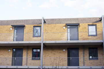 Closeup of apartments in a row in a flat in Arnhem in the Netherlands