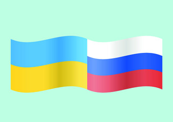 Waving flags of Russia and Ukraine