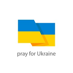 Ukrainian flag on a white background. Caption: pray for Ukraine