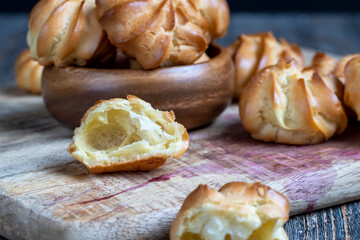 wheat pastry made of custard dough is baked with small cookies
