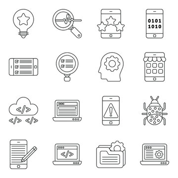 Pack of Mobile App Development Icons
