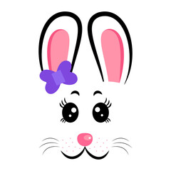 Cute Easter Bunny. mask of Easter Bunny face . Vector illustration