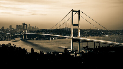 Bosphorus or 15 temmuz sehitler bridge in Istanbul.
