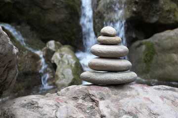 Zen stones, Against the background of a waterfall ... 