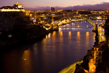 The Dom Luis I Bridge at night - Porto - Portugal