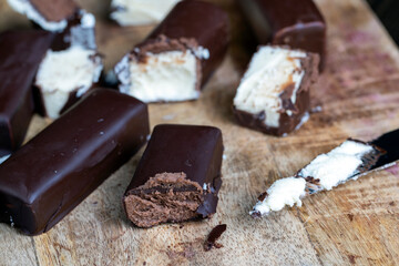 sweet cottage cheese in chocolate glaze