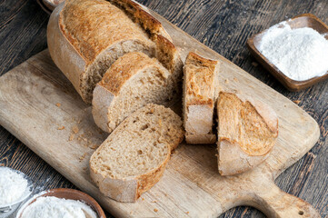 fresh delicious bread made from flour and other natural products