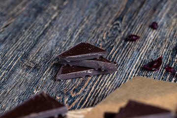 pieces of milk chocolate are lying on the table