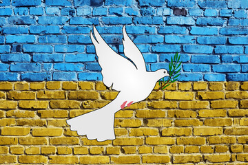 War Ukraine and Russia. The flag of Ukraine and the symbol of victory. Freedom and text Pray for...