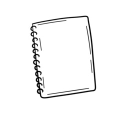 Notebook with blank page. White sheet and school template.