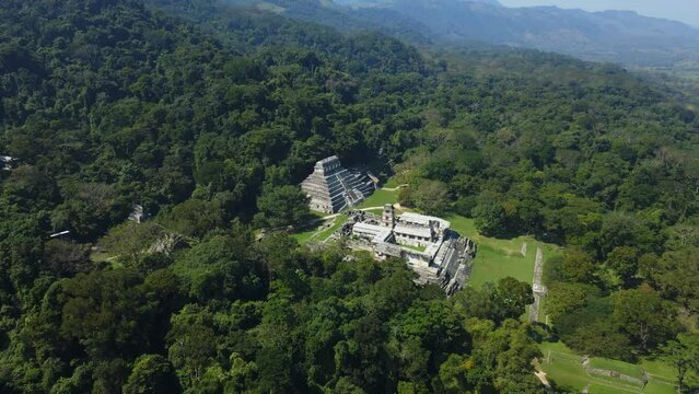 Ancient Mayan Pyramid Ruins in Mexico. Aerial View