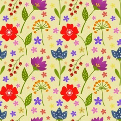 Seamless pattern with flowers. Vector illustration