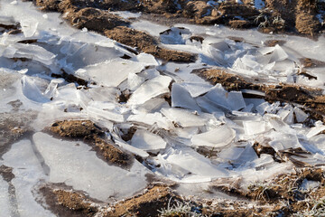 a thick layer of ice formed on the territory of the field