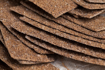 thin and crispy bread close up