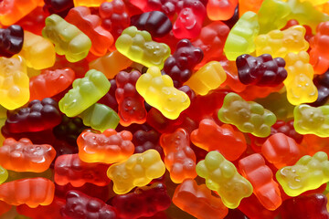 Sweet jelly bears as background, closeup