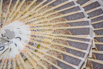 Polish monetary policy concept Two Hundred Polish Zloty PLN Mint Condition Banknotes