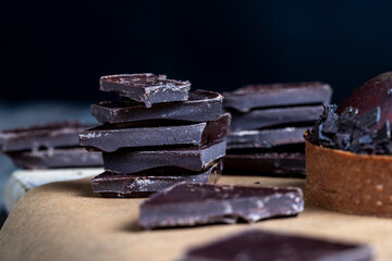 pieces of milk chocolate are lying on the table