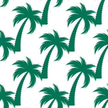 Palm tree silhouette seamless pattern background. Illustration. © yganko