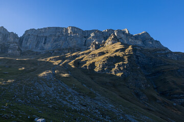 Amazing Landscape in the hearth of Switzerland. Epic scenery with the clouds and fog. Wonderful sun rays through the clouds and later an amazing sunset and sunrise. Road trip through Switzerland.