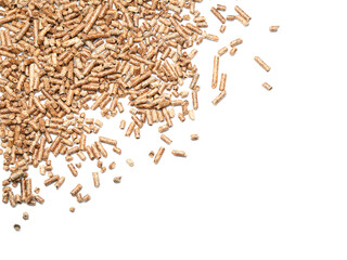 Wood pellets on white background