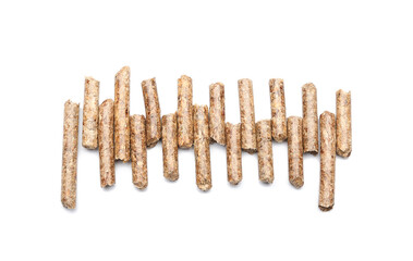 Wood pellets on white background