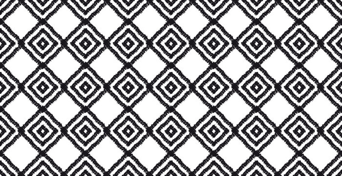 Rauten nahtloses Muster schwarz wei&szlig; f&uuml;r Teppiche, Tapete, Interieur, handgezeichnet, Kritzeleien, Hintergr&uuml;nde, geometrisch