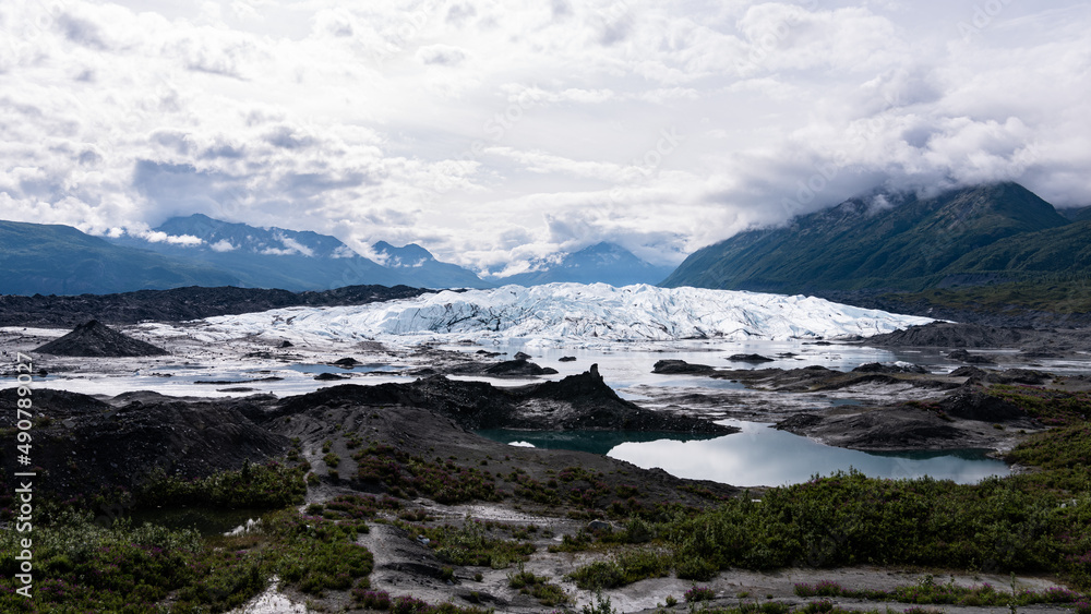 Sticker beautiful view of a matanuska glacier in anchorage, alaska