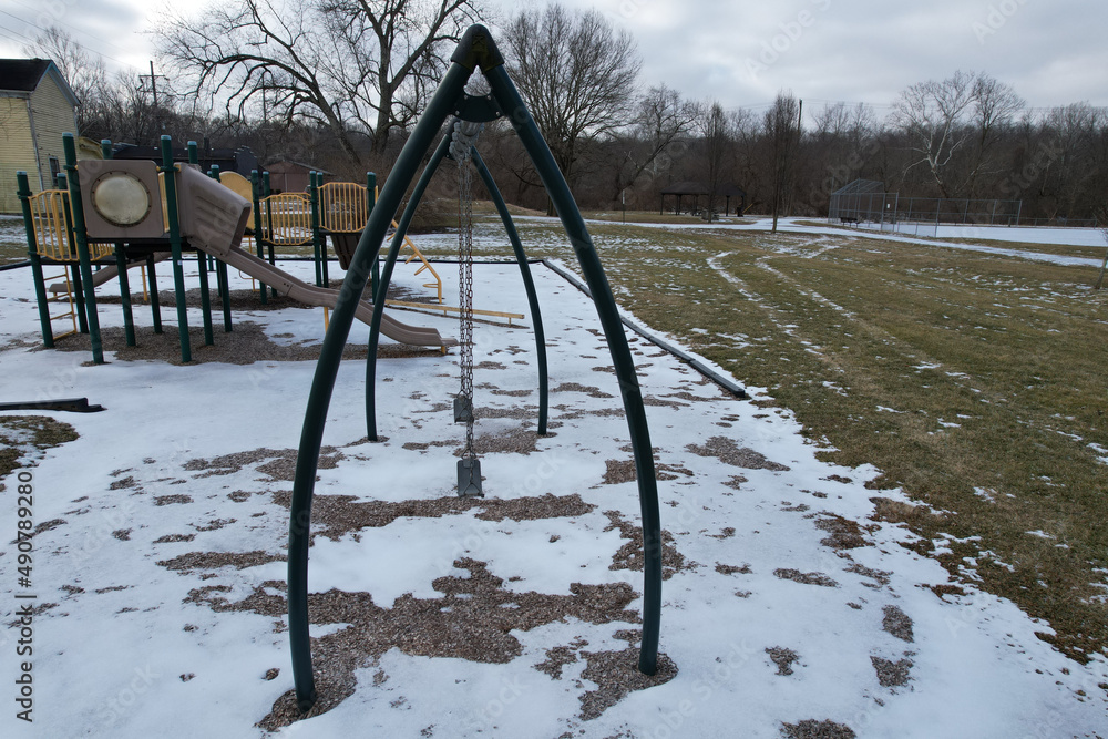 Canvas Prints Beautiful shot of a playground in winter