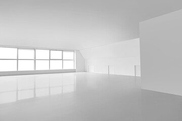 View of big light empty room with windows