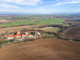Aerial view of Medieval Arapovo Monastery, Bulgaria