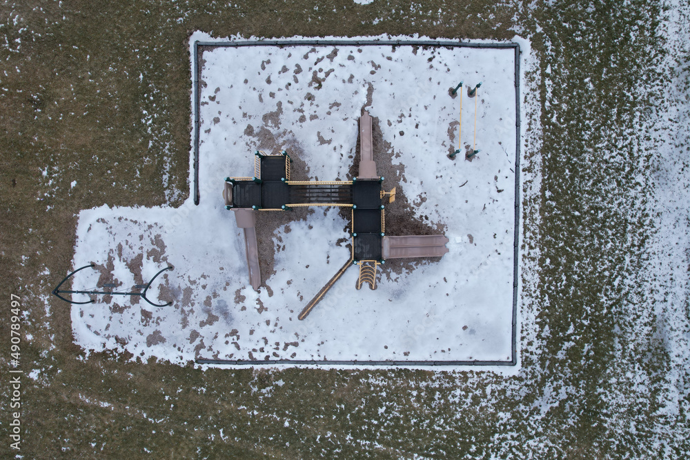 Canvas Prints Top view of a playground in winter