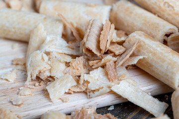 wheat waffles twisted during dessert preparation
