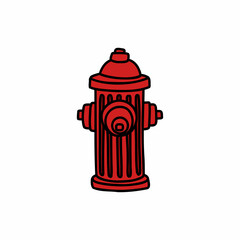 fire hydrant doodle icon, vector color line illustration