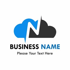 Cloud with letter n symbol logo template illustration