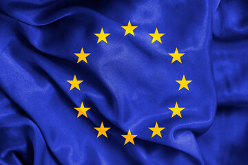 European flag silk fabric background