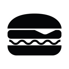 Delicious juicy burger with meat cutlet, cheese and salad. Simple food icon in trendy line style isolated on white background for web apps and mobile concept