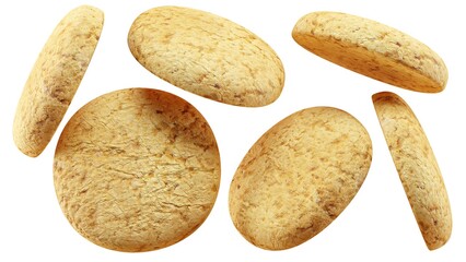 Crispy, fresh and realistic three-dimensional cookies on a white background. 3D illustration