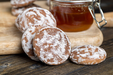 iced sugar gingerbread on a cutting board