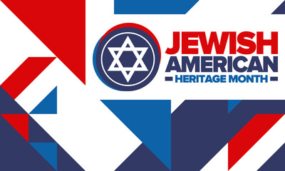 Obraz premium Jewish American Heritage Month. Jewish American contribution to the history United States. Celebrated annual in May. Star of David. Israel symbol. Vector poster, creative illustration