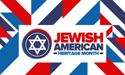 Obraz premium Jewish American Heritage Month. Jewish American contribution to the history United States. Celebrated annual in May. Star of David. Israel symbol. Vector poster, creative illustration
