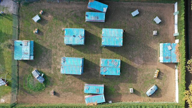 Aerial Shot Of A Paintball Field